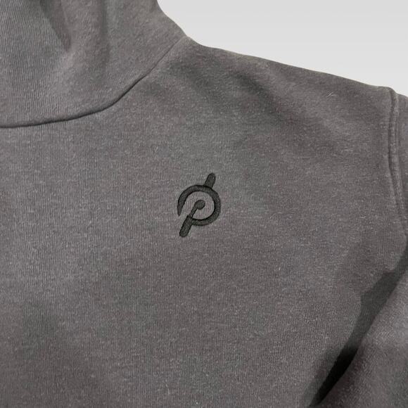 Peloton Logo Funnel Neck Pullover Oversized Sweatshirt Size L Gray - Picture 2 of 9